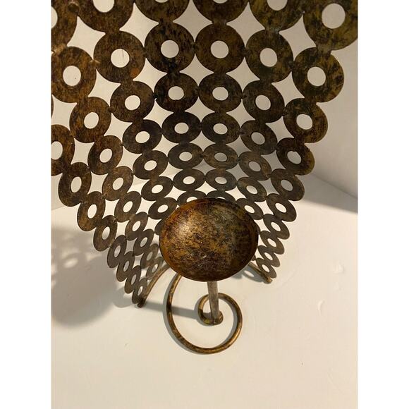 Bronzed Metal Candle Holder Wall Sconce Ornate Modern Industrial, Free Standing - Picture 3 of 9